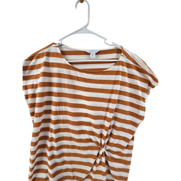 Liz Claiborne Women's Knit Top Pullover Brown White  Striped Size XL Casual - Picture 4 of 7